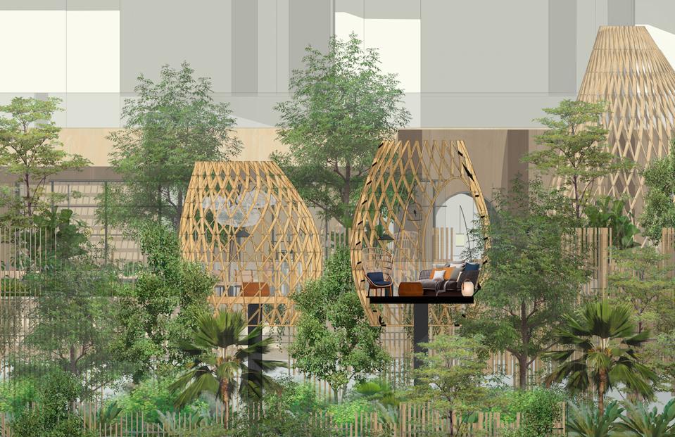 The atrium pavilions of Parkroyal Collection Marina Bay