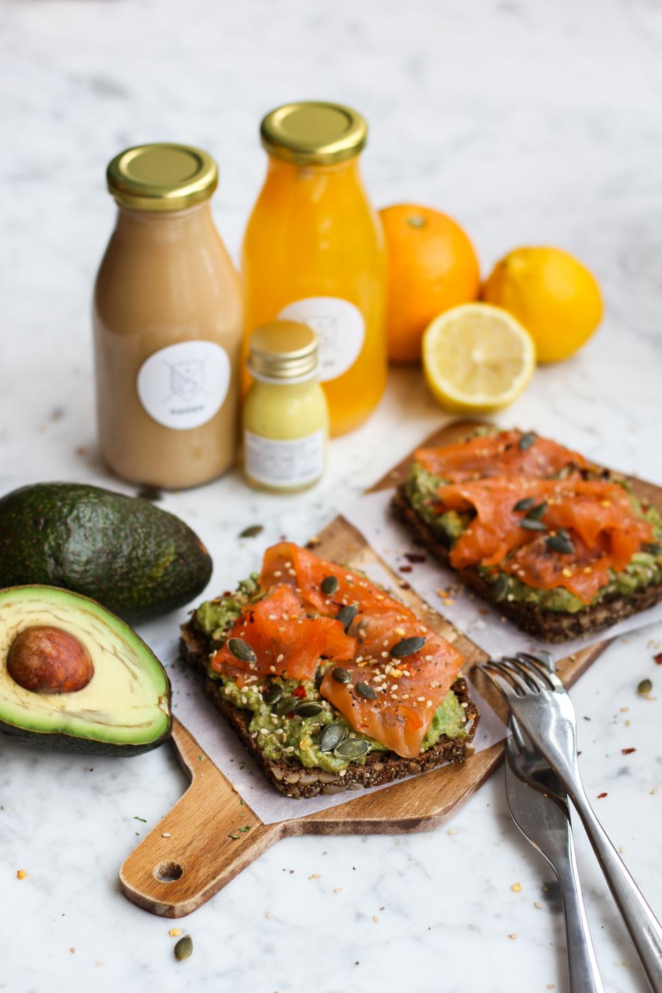 Avocado and salmon on rye from Hagen Coffee.