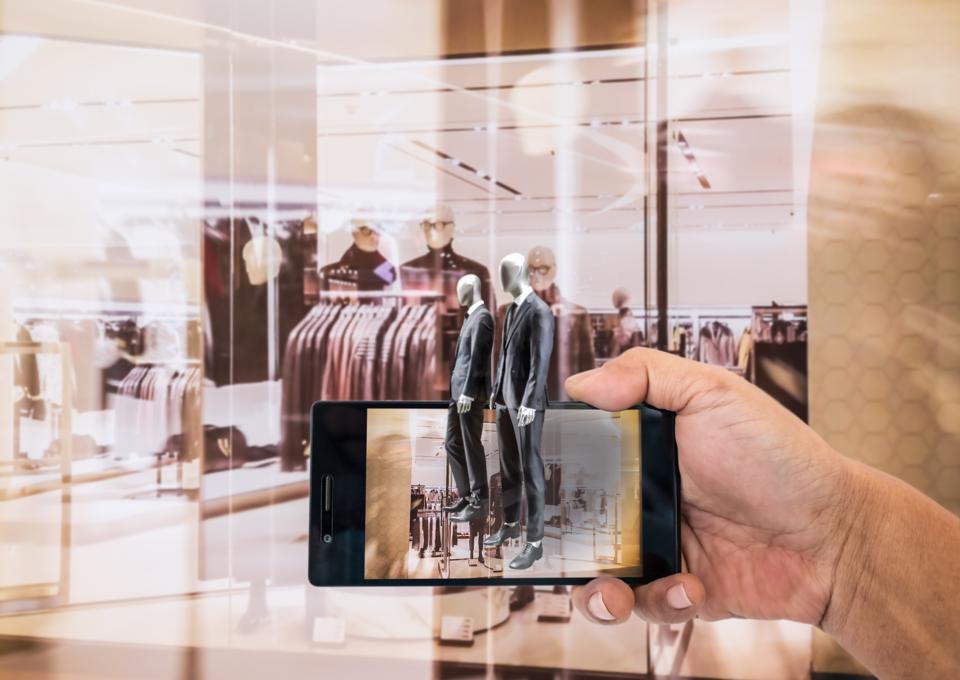 Picture of a clothing store showing a conceptual Augmented Reality (AR) Retail Application
