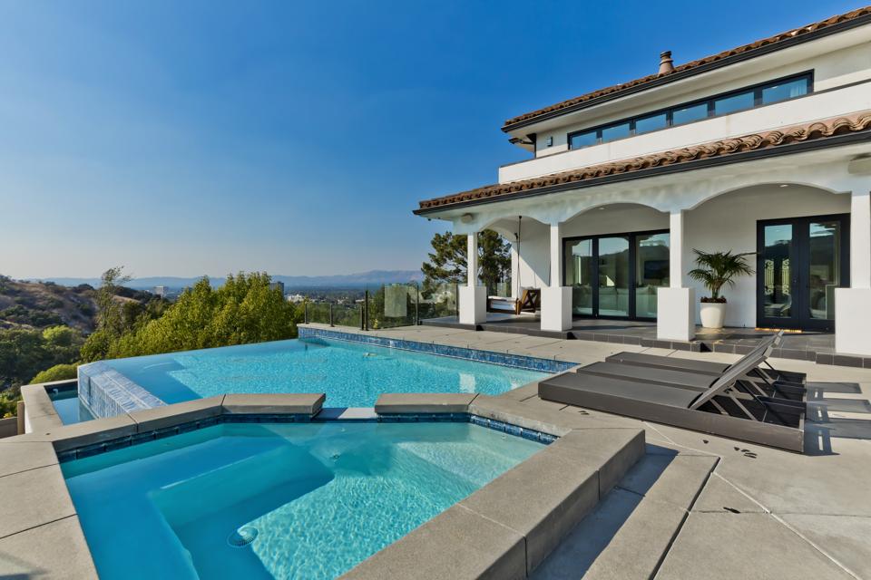 The swimming pool at a luxury home in Los Angeles.