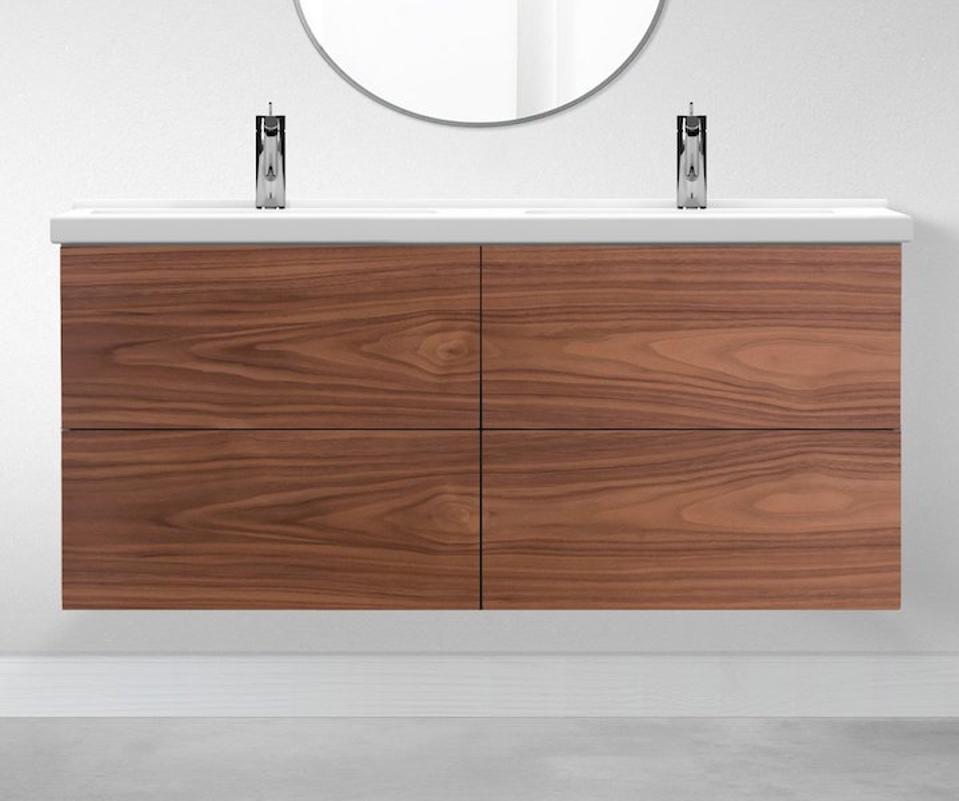 walnut wood bathroom vanity