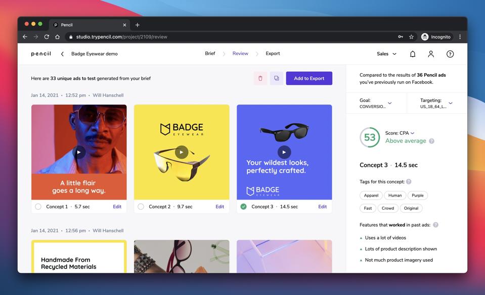A screenshot of Pencil's website