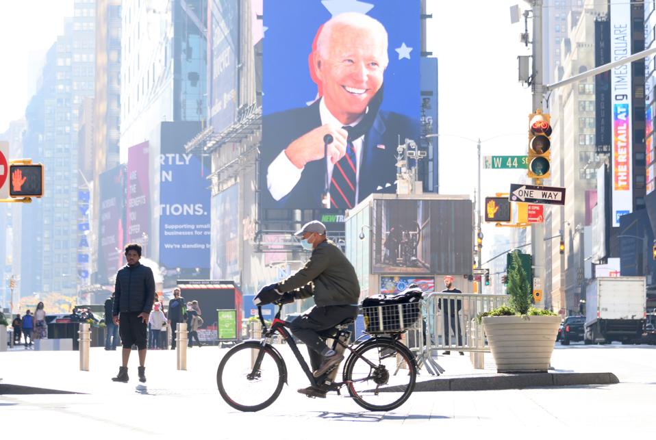 An empty Times Square–Joe Biden must manage the Covid-19 virus and kick start the travel economy