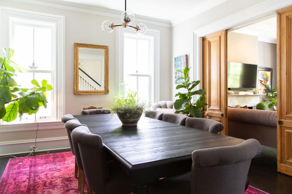 Dining area with door to living room.