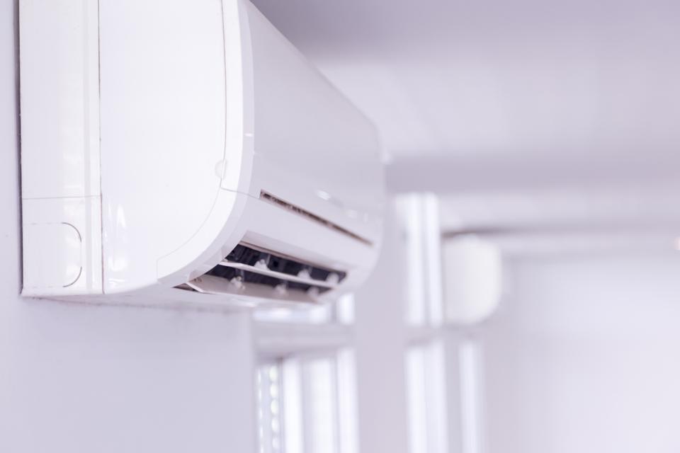 White Air Conditioner On Wall