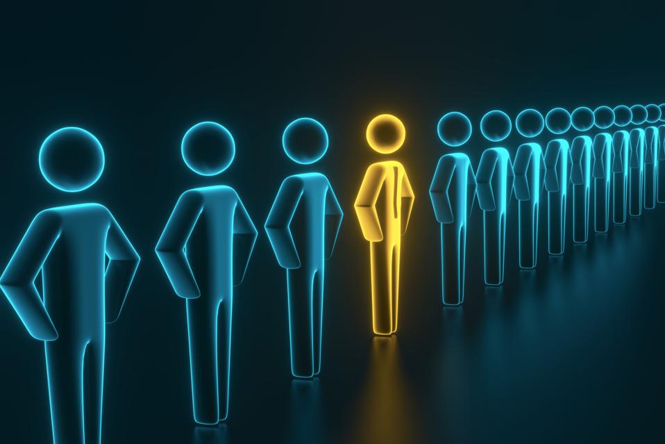 Selection and search for a top employee or client. 3D rendering