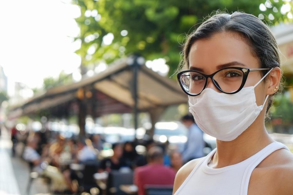 Woman wearing mask