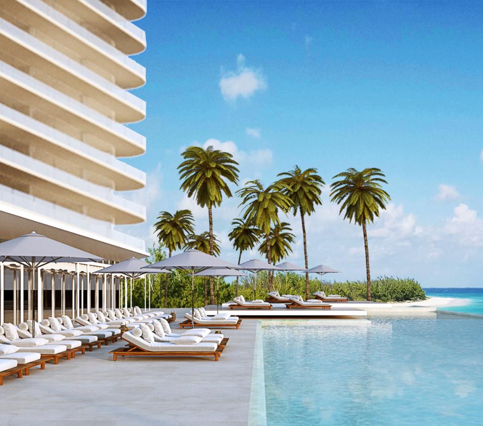 The exterior of SLS Cancun hotel during the day.