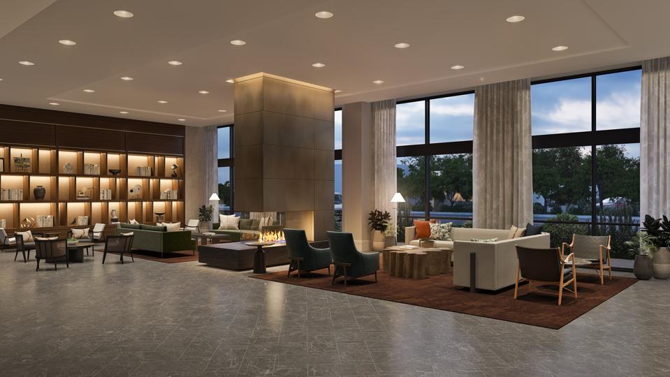The spacious lobby at the Valley Hotel, Birmingham, Alabama.