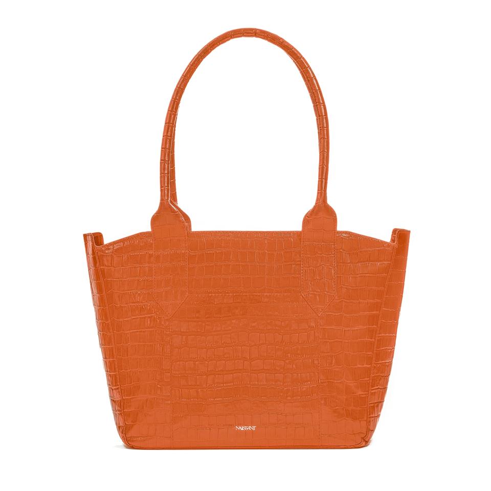 Mina Tote in Orange Crocodile.