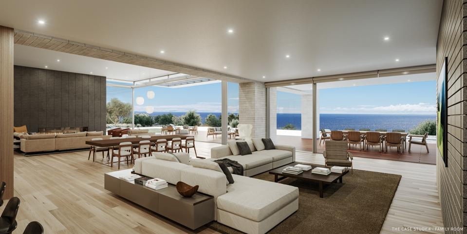 family room inside luxury case study home by scott gillen