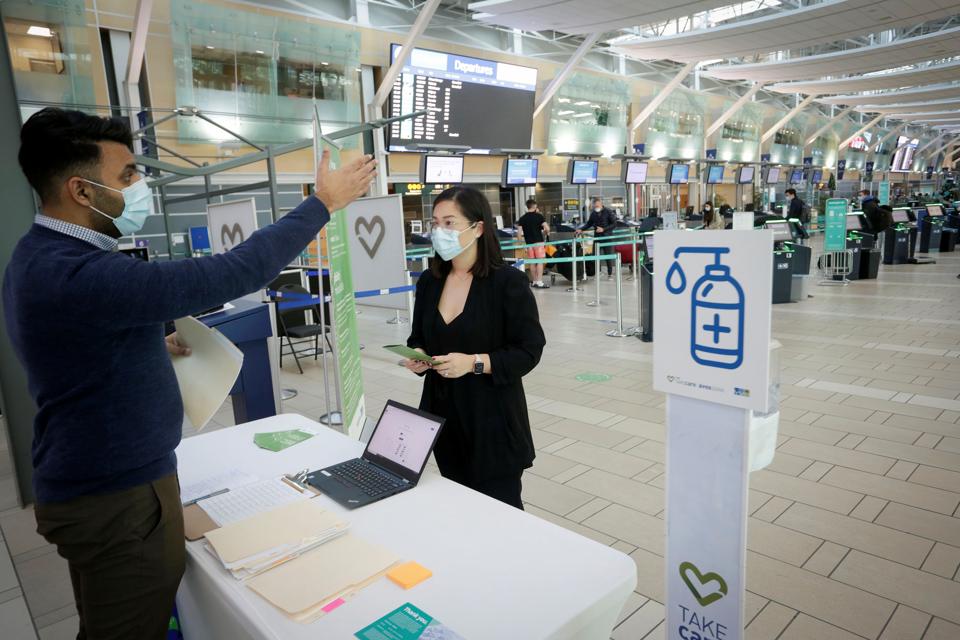 Rapid airport testing at Vancouver International Airport in Richmond, British Columbia, Canada.