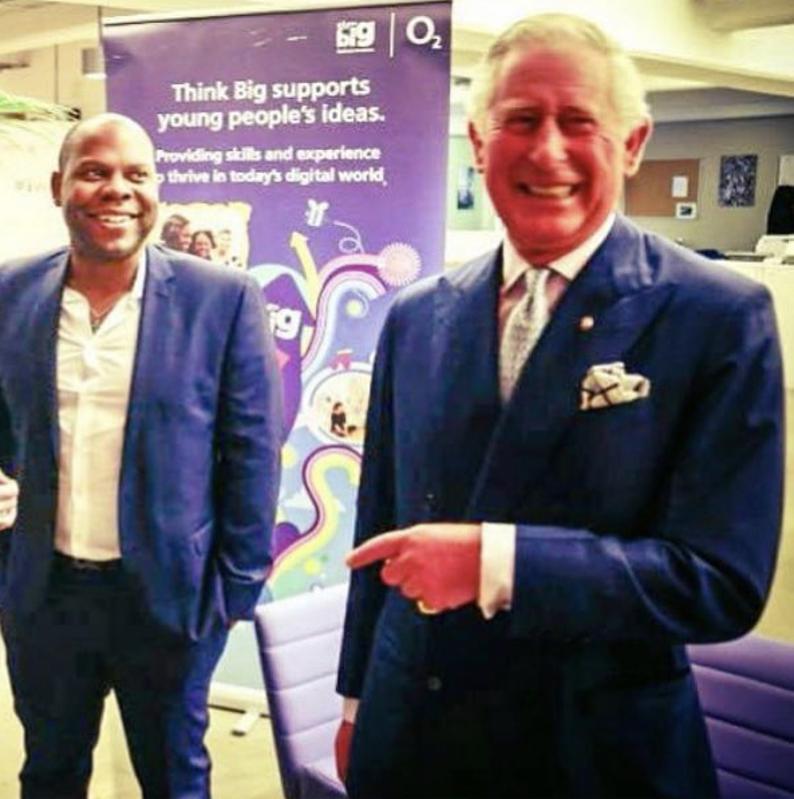 Prince Charles smiling in a photo taken at Wayra UK