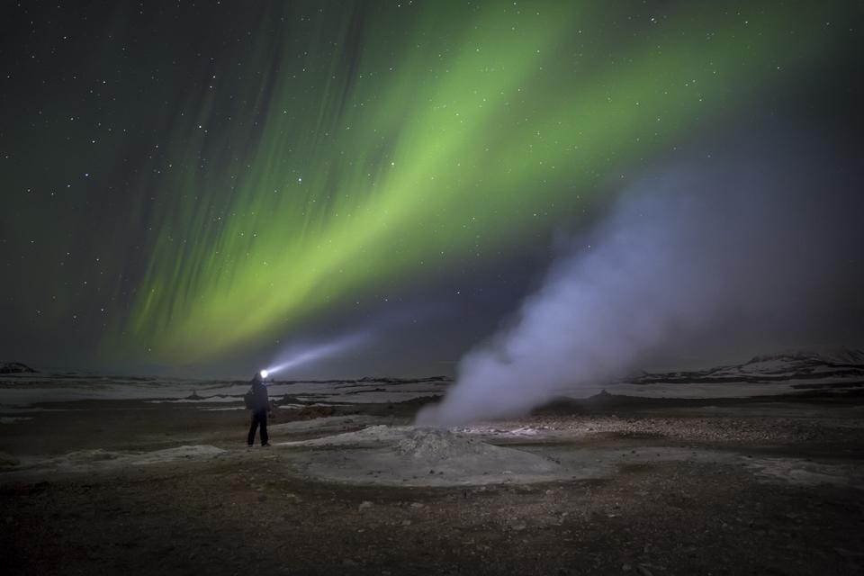 Northern Lights at the reindeer herders' camp, Yamal Peninsula, Russia.