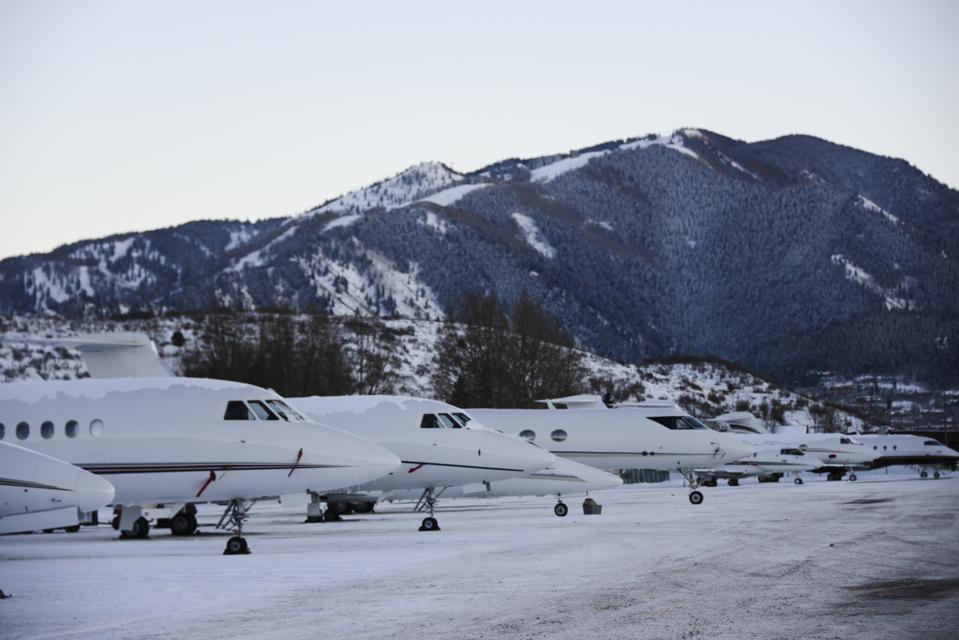 private jets at Aspen airport, Aspen, Colorado, USA