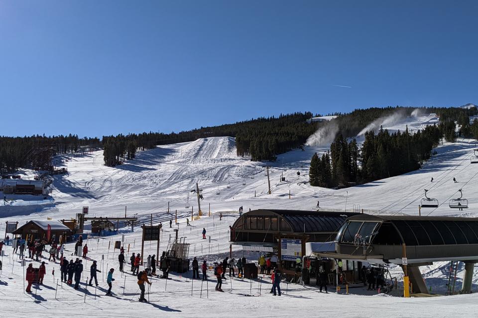 Lift lines at the base of Peak 8 at Breckenridge Ski Resort in Breckenridge, Colorado