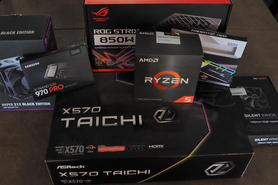 The boxes for the AMD PC build