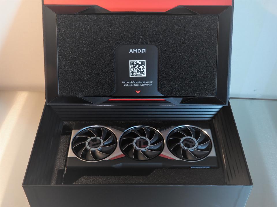 Opening the box for the AMD Radeon 6800XT graphics card