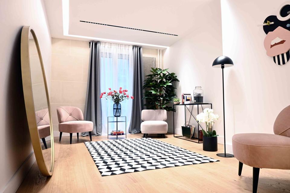 Le boudoir waiting room at le Petit Med Spa