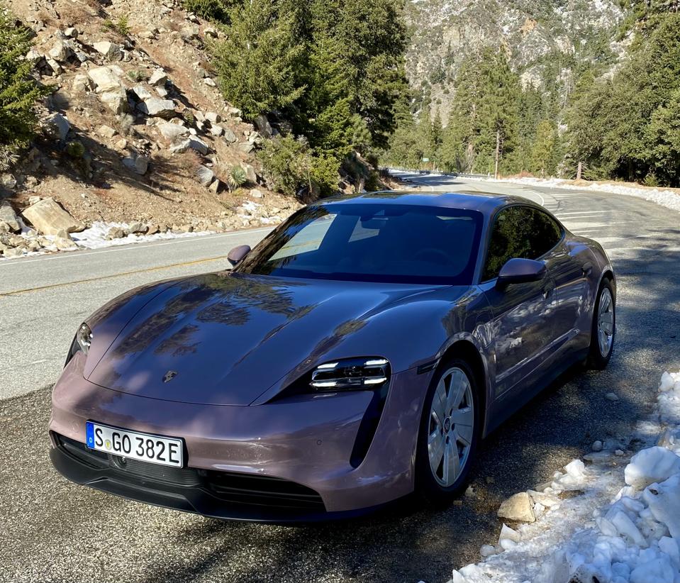 Snow, and black ice. Taycan's stability control systems worked with aplomb.