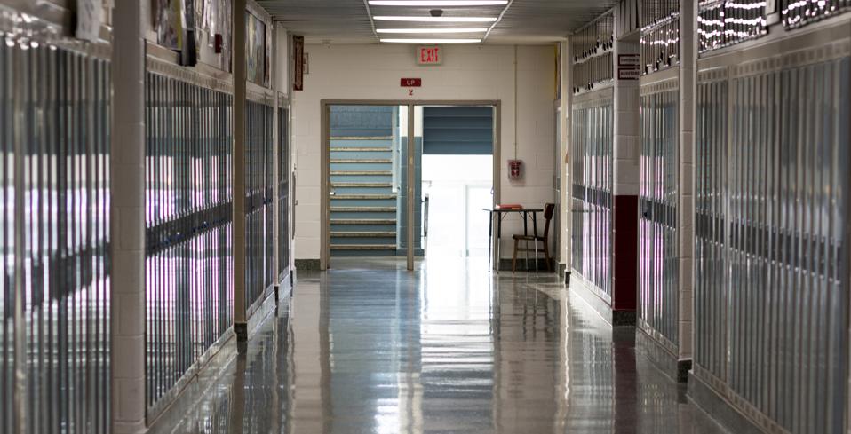 Schools closed empty hallway