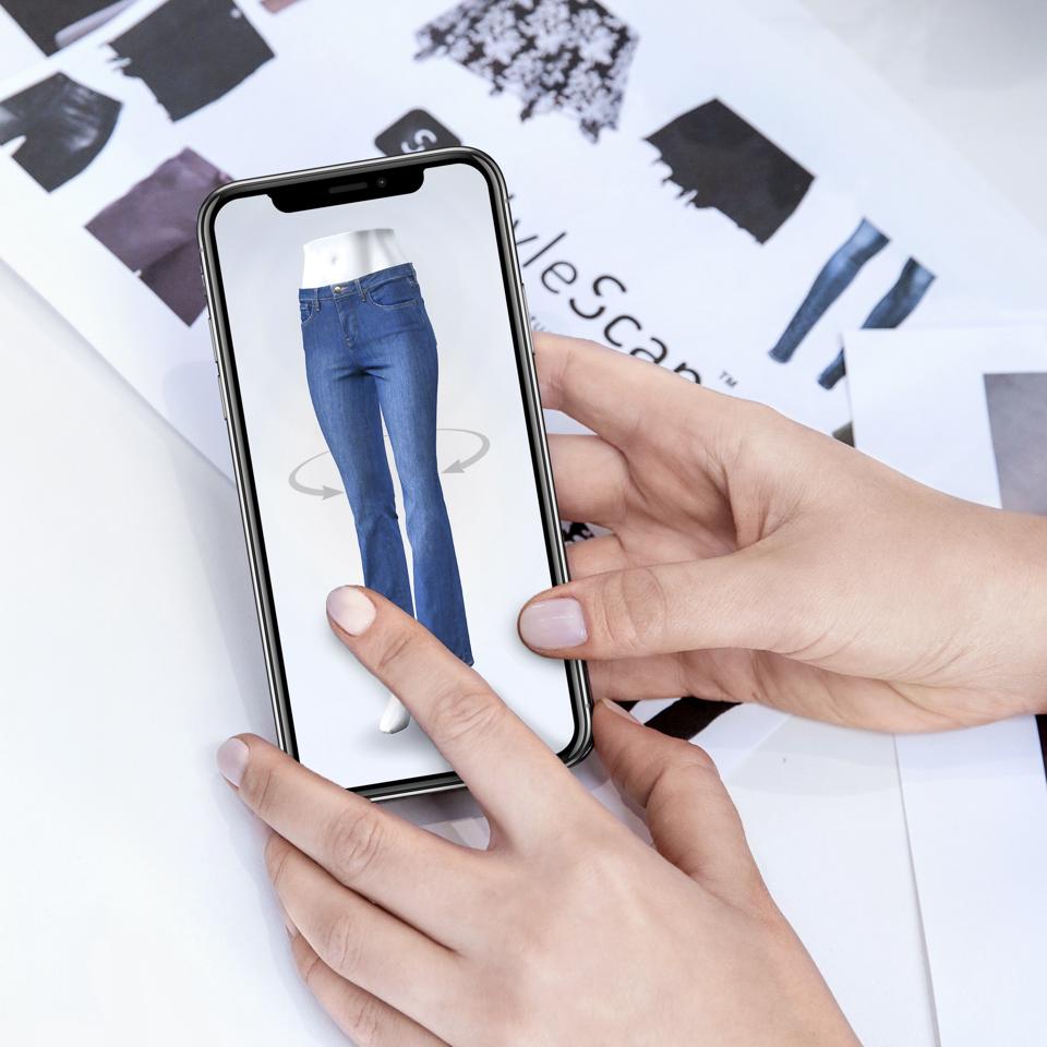 Designer denim rendered in 3D by StyleScan software.