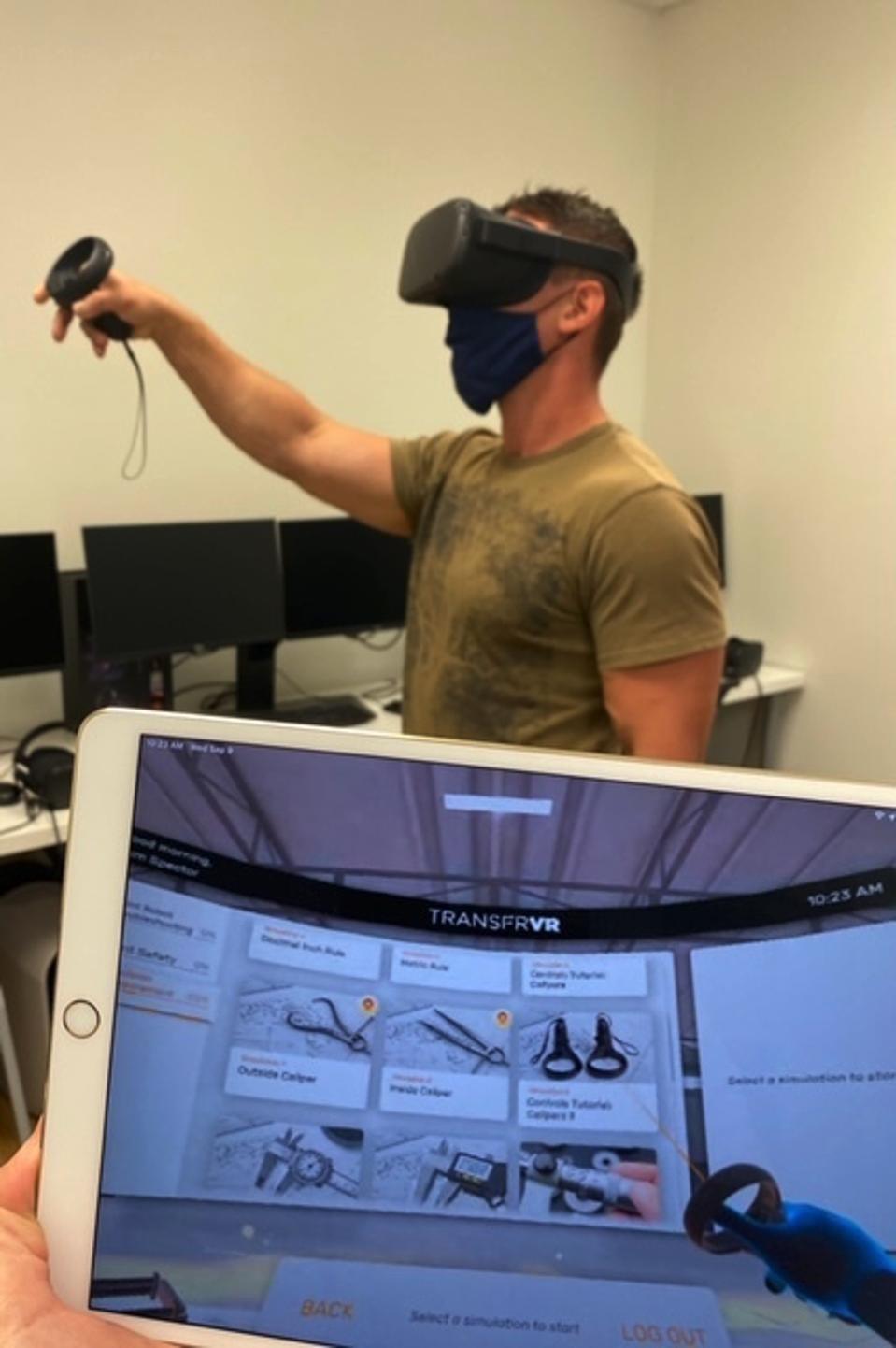A trainee using TRANSFR’s virtual training program.
