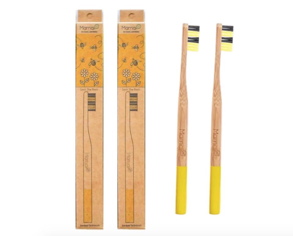 Save the Bees Yellow BambooToothbrush 2-Pack from MamaP