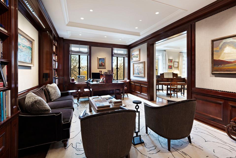 office/library inside 145 Central Park West 4C san remo in new york city