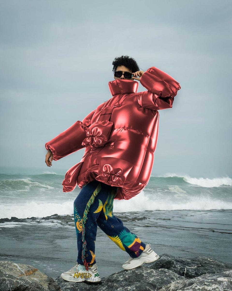 Puffer jacket designed by @caste.less and modelled by @greenbeetle04 on XR Couture platform