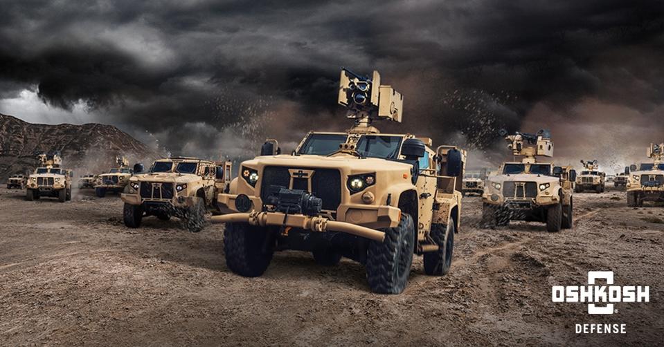 JLTVs with a variety of weapons configurations.