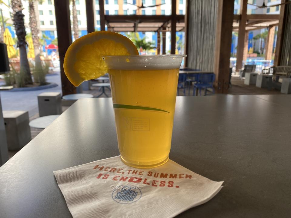 Dockside Sunset Blonde Ale, brewed by a Florida brewery for the resort