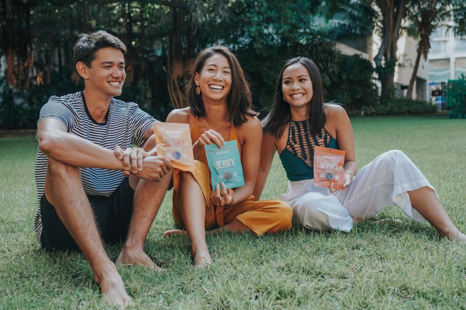 Moku features three flavors of vegan jerky: Original, Hawaiian Teriyaki, and Sweet & Spicy.