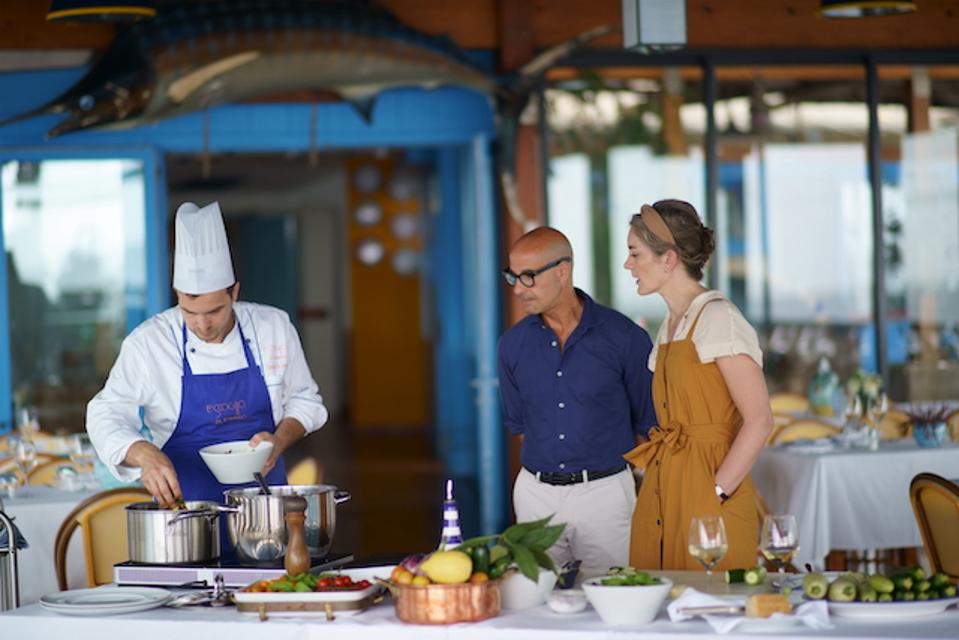 Stanley Tucci and his wife, Felicity Blunt, in Campania