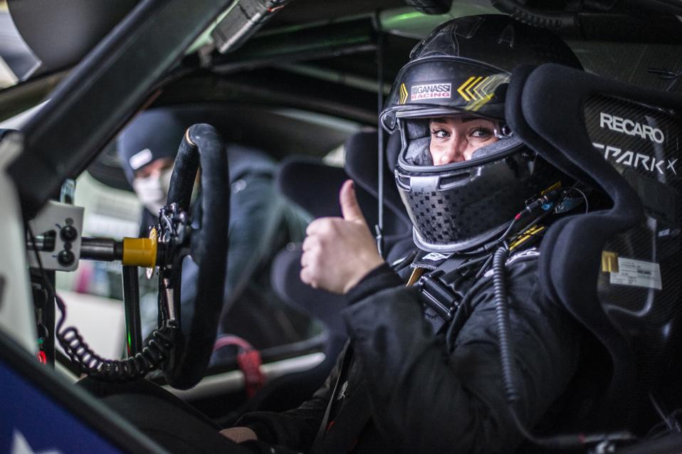 Sara Price racing under Chip Gunassi Racing during preseason testing.