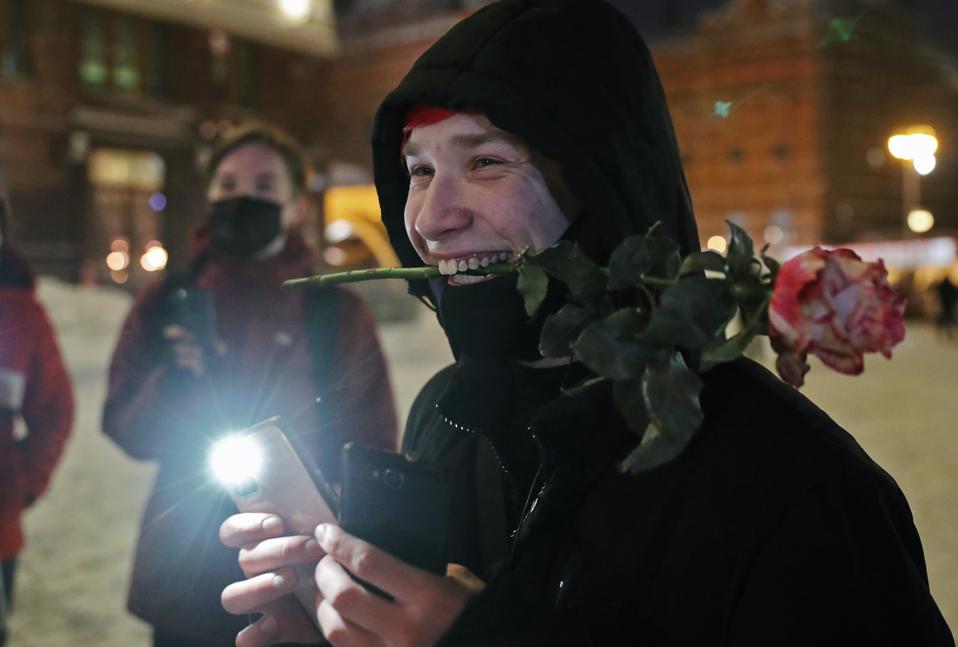 Unauthorised rally in support of Russian opposition activist Navalny in Moscow