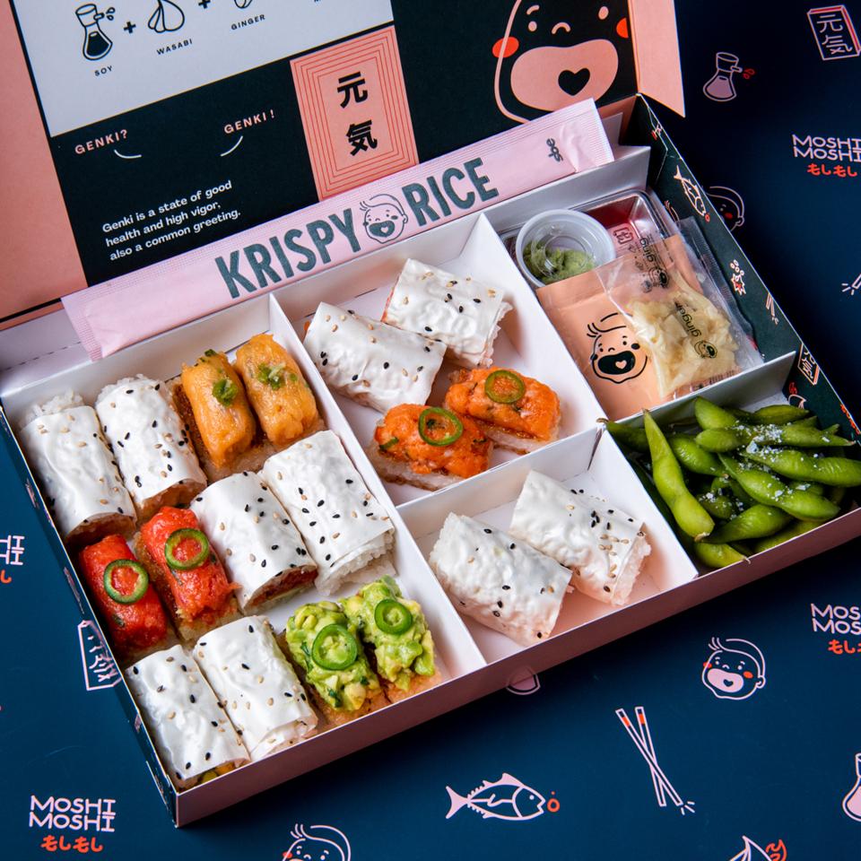 Hold My Handroll Box ($45) - five handrolls, four Krispy Rice dishes, and edamame