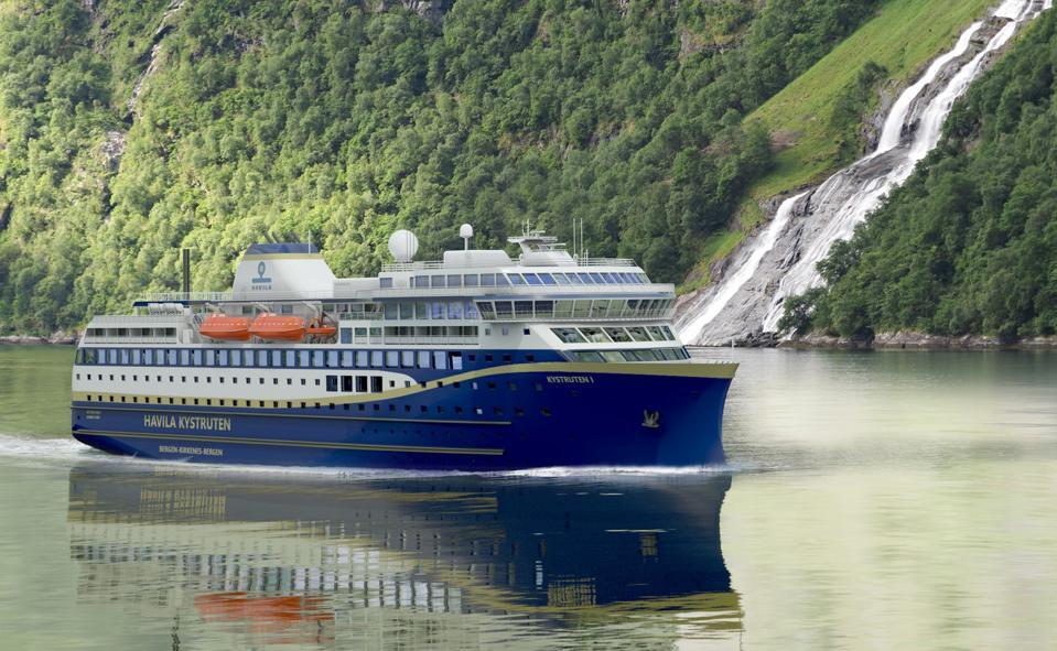 Illustration of a new Havila Kystruten ship to sail the Norwegian coastline.
