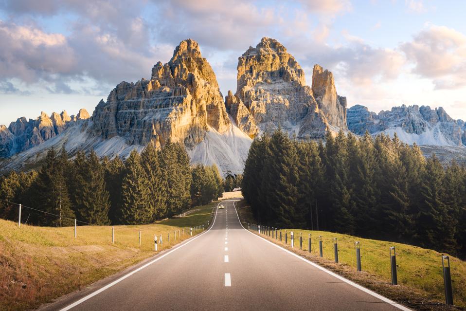 Mountain road in the dolomites, Italy