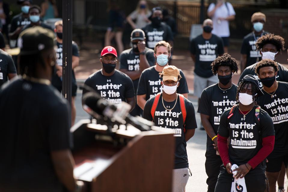 University Of South Carolina's Football Team Leads Protest Against Police Brutality On Campus