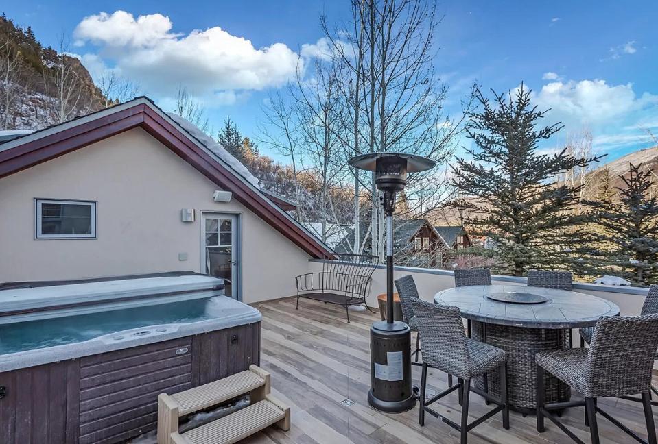 luxury aspen home rooftop patio jacuzzi