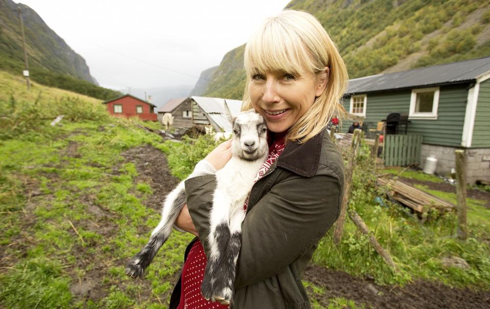 Karine Hagen at a goat dairy farm in Undredal, Norway.
