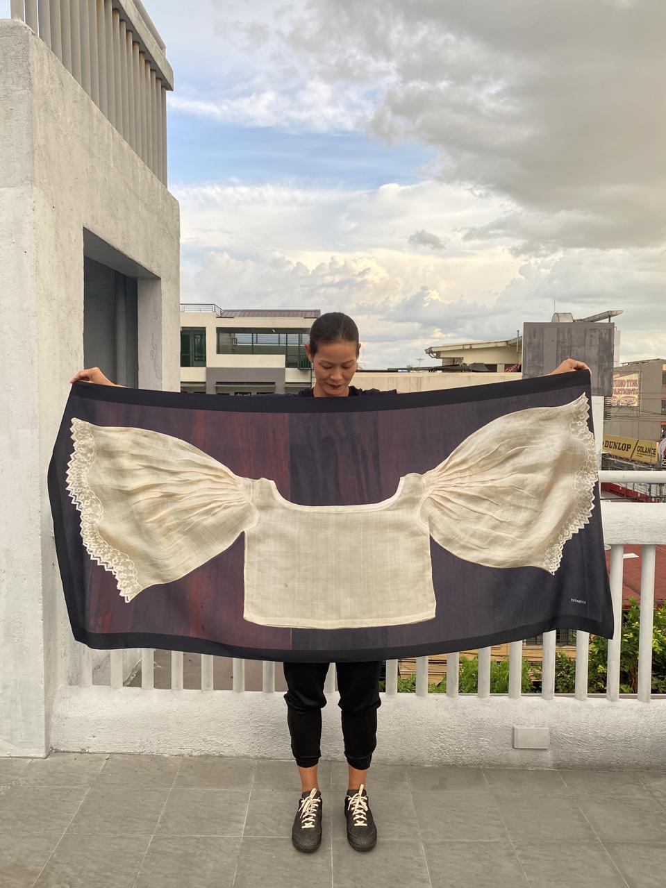 Silk satin scarf from the Baul Collection of BITAGCOL