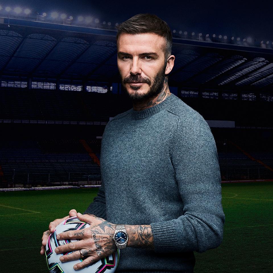 Tudor ambassador David Beckham wears a Tudor Royal Blue.