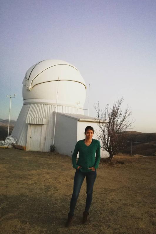 Colombian researcher Lauren Flor-Torres on TIGRE telescope at Guanajuato, Mexico, Jan 2017