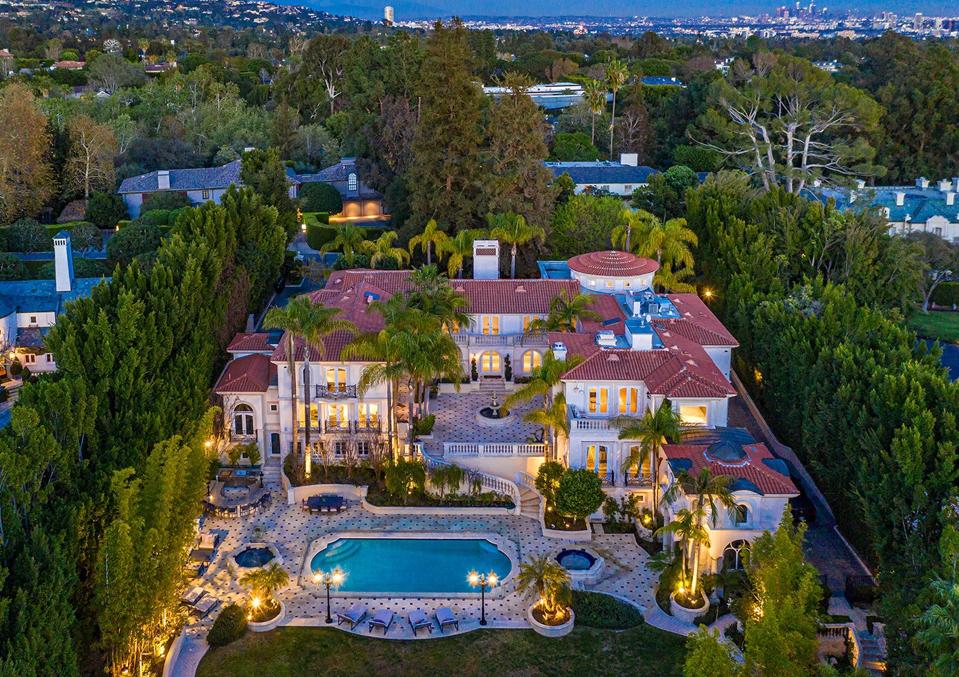 aerial photo of luxury bel-air home villa st pierre 46 million