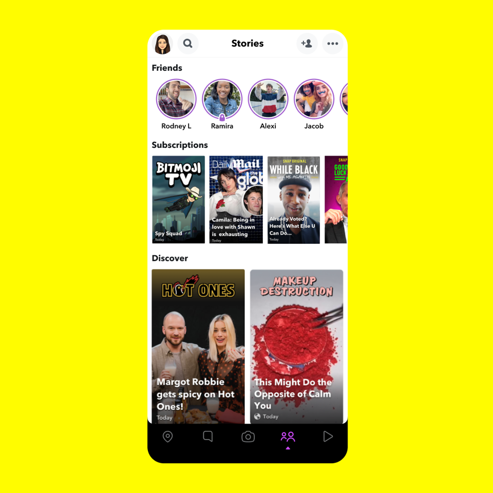 Screenshot of the Snapchat Spotlight app.