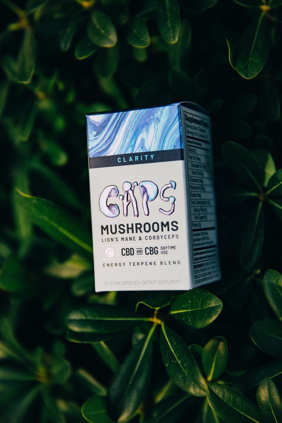 The Caps mushroom line capsules include cannabinoids, terpenes, and legal mushrooms with a myriad of health benefits.