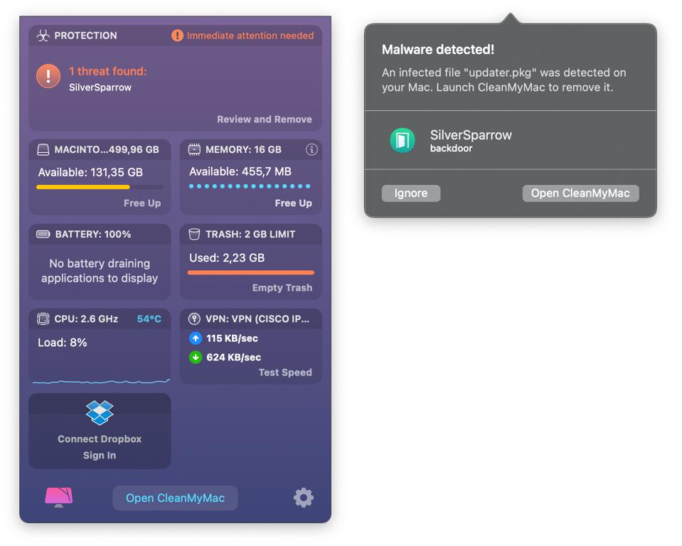 cleanmymac sparrow macs macpaw detects malware