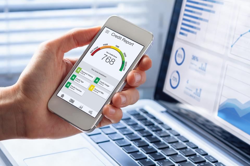 Credit Report with Score rating app on smartphone screen